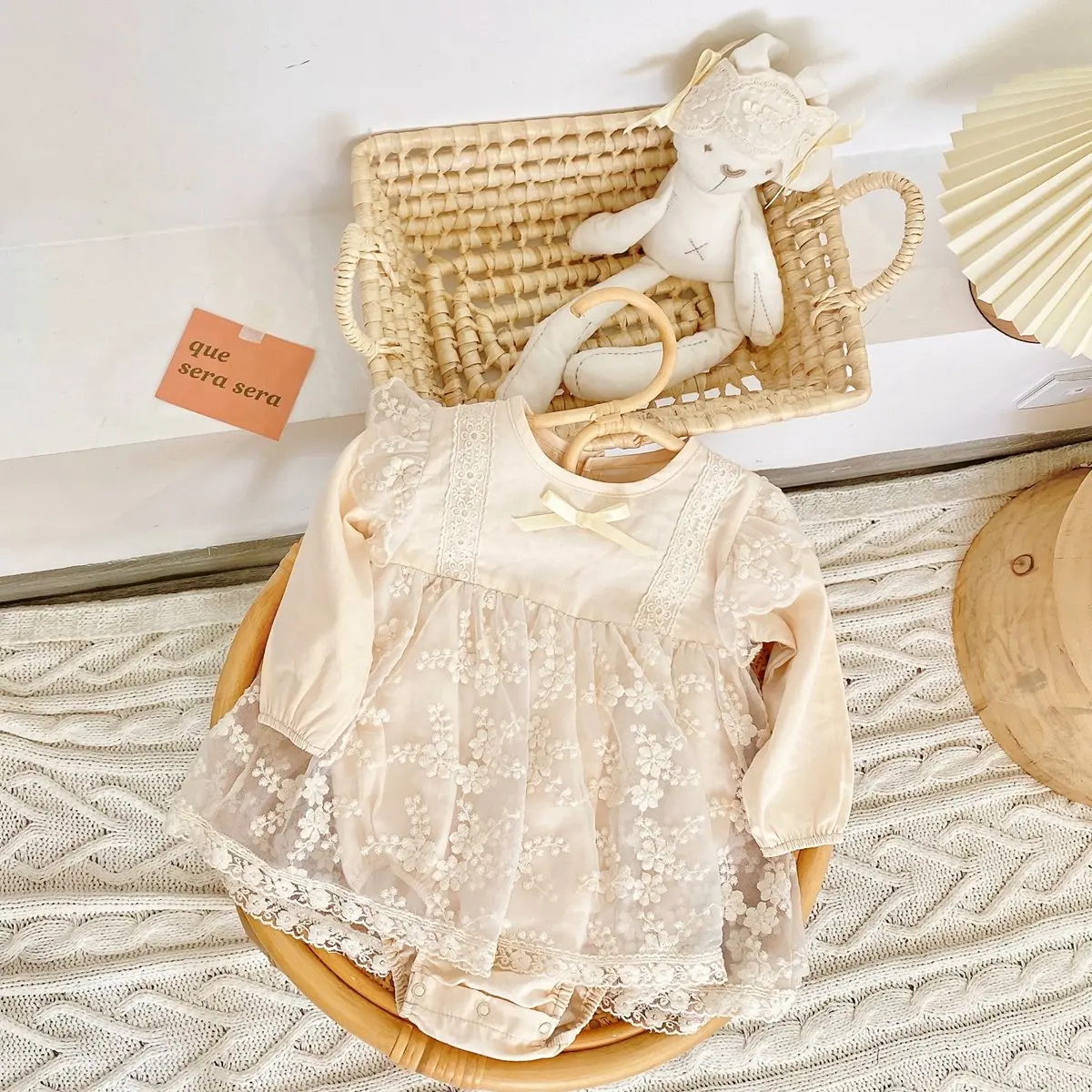 Sanlutoz Frühling Herbst Prinzessin Kleinkinder Mädchen Body suits Baumwolle Spitze Baby Mädchen Kleidung Onesies Langarm mit Stirnband