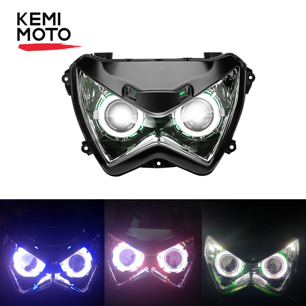 KEMIMOTO для Kawasaki Z800 Z250 Halo Eye HID проектор на заказ головной светильник ABS в сборе Z 250 Z 800 2013 головной светильник