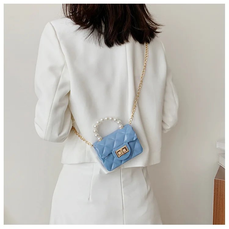 Dikaril Women Mini Handbag New Elegant Shoulder Messenger Portable Chain Bag Girl Cute Bag Pearl Crossbody Rhombus Small Bags