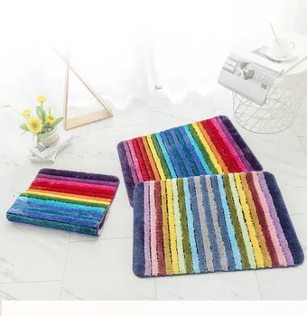 

Rainbow Pattern Carpet New Thicken Non-slip Wear-resisting Water-absorption Ventilation Entrance Bathroom Kitchen Fluffy Rugs