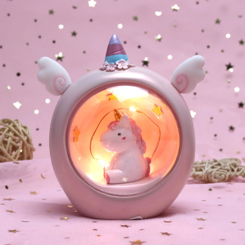 O--Pink Единорог, хрустальный шар, звезда, светодиодный светильник, детский прикроватный светильник, серия «сердце», Подарочный светильник для дома, спальни, светодиодный ночник, детские игрушки - Цвет: O--Pink