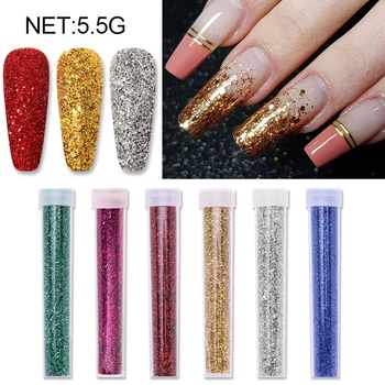 

1 Tube Nail Glitter Powder Red Purple Silver Shining Nail Pigment Dust Powder DIY Nail Art Decorations