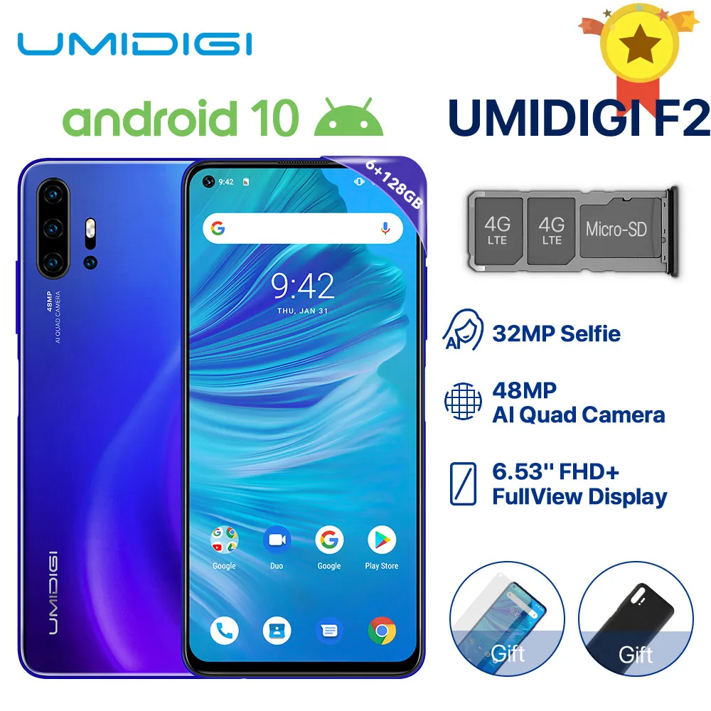 15530.35руб. 20% СКИДКА|UMIDIGI F2 телефон Android 10 глобальная версия 6,53