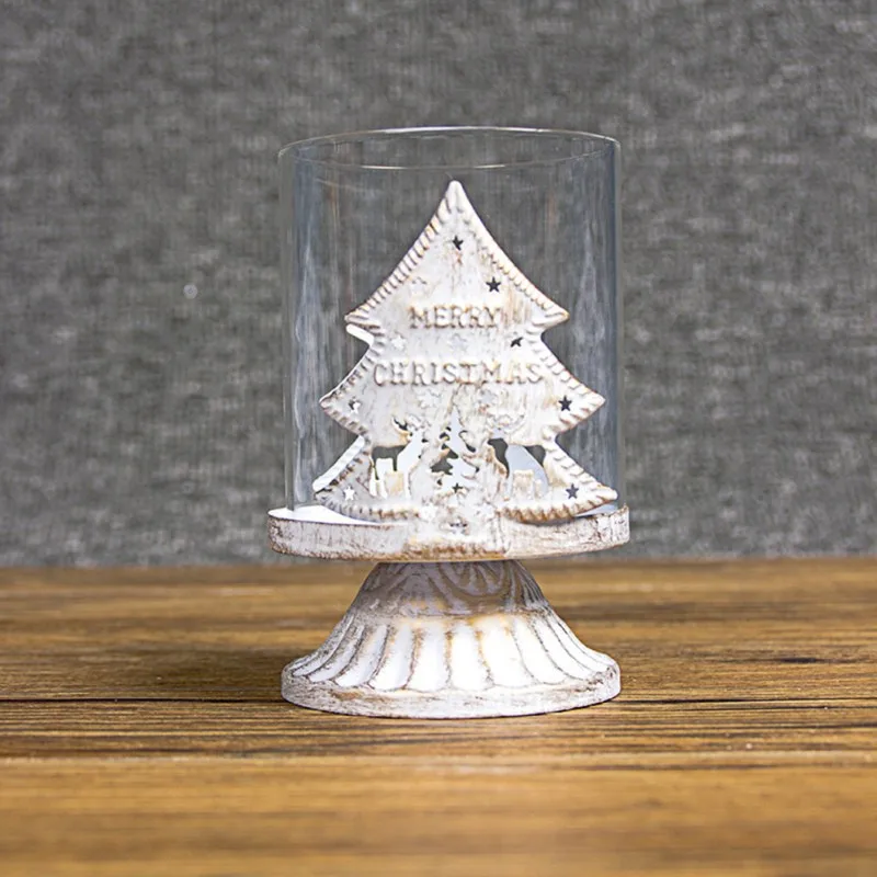 

1PC Nordic Retro Style Candlestick Wrought Iron Hollow Candlestick Adornos De Navidad Candle Holders Christmas Decoration