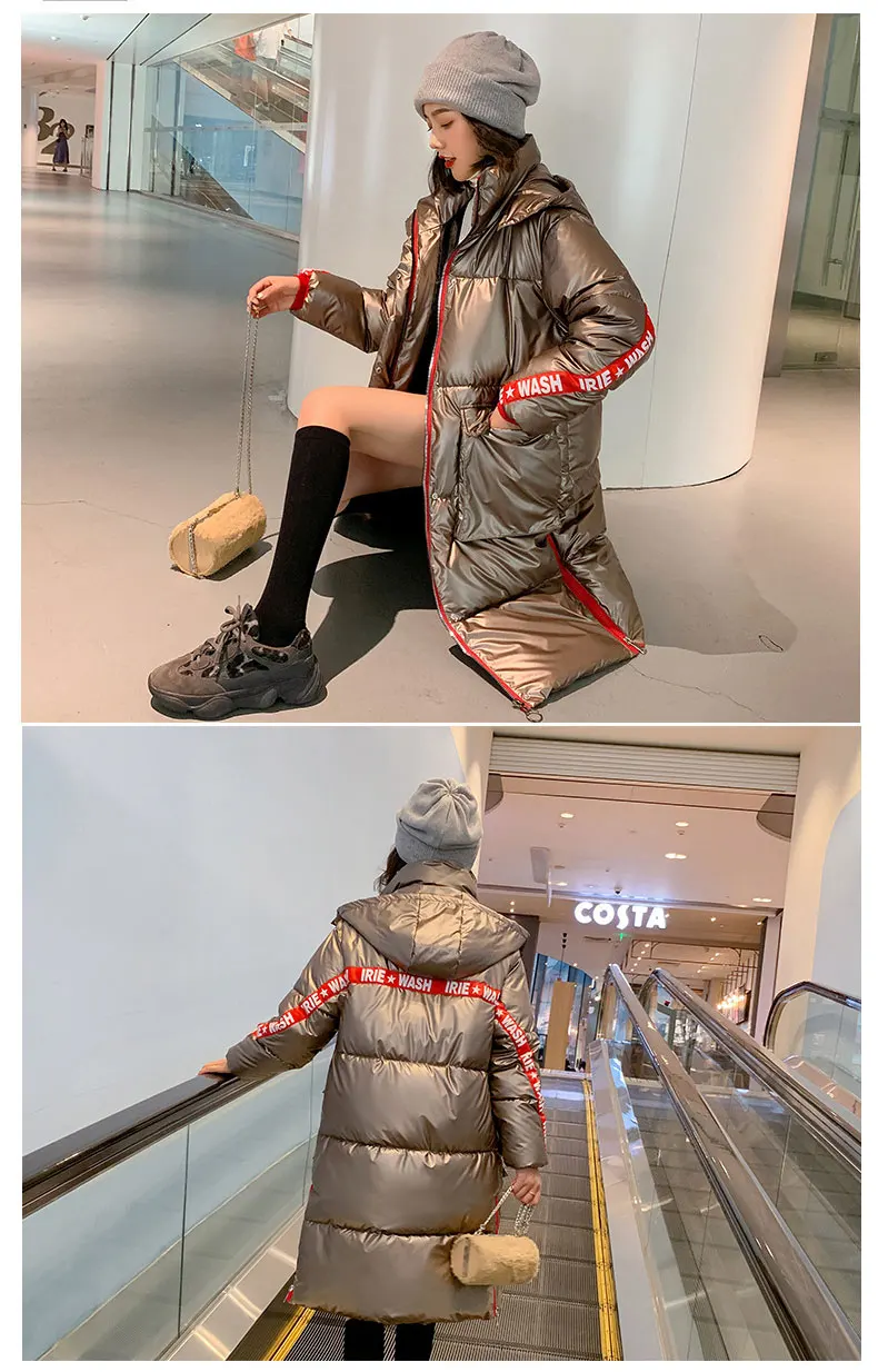 New Arrival Fashion Women Winter Jacket Cotton Padded Warm Thicken Ladies Coat Silver Gray Long Coats Parka Womens Jackets