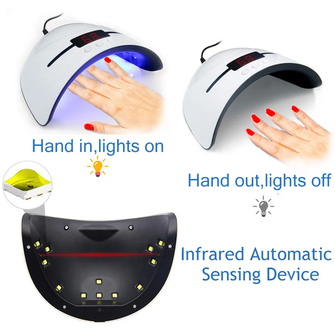 36 Вт УФ-лампа светодиодный светильник для ногтей Сушилка для ногтей для всех гелей лак для солнца лампа Сушилка инфракрасного зондирования таймер жидкокристаллический смарт-дисплей маникюр