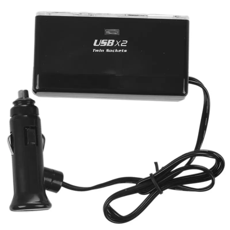 Совершенно 2 USB порт зарядное устройство и 2 пути автомобильное зарядное устройство прикуриватель гнездо сплиттер адаптер