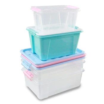 

Plastic Storage Box Organizer Clear With A White Lid Make Up Organizer Clothes Transparent Basket for Toys Portable Boxes