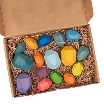 

Colored Wooden Stone Ornaments Educational Toys For Babies Sensory Learning Toys Can Help Develop Baby's Hand-eye Coordination