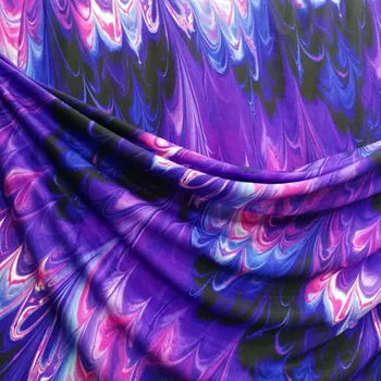 

Four sides large stretch purple flame flower spandex Lycra bottom printed cloth fabric for latin dance dress table cloth