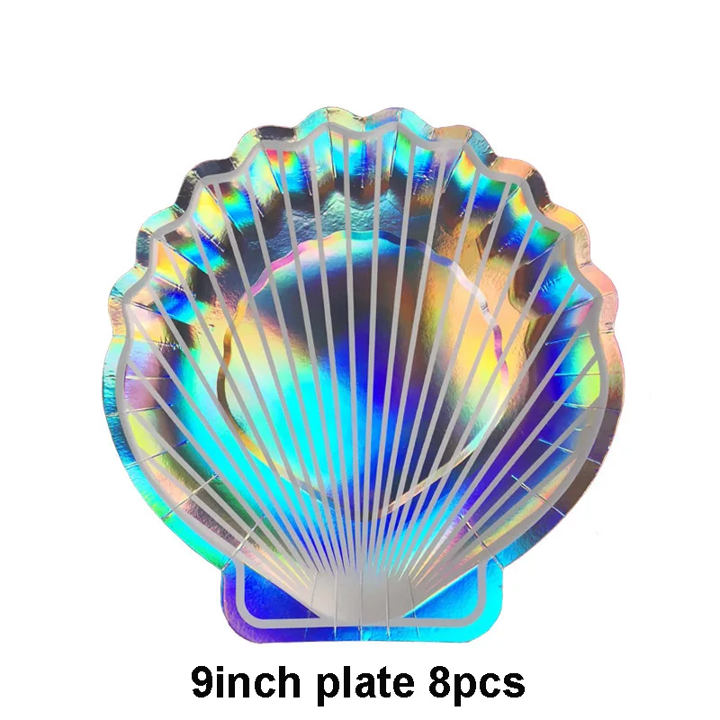 9inch plate 8pcs Розовое золото одноразовые наборы посуды бумажные тарелки/стаканчики/соломинки радужные Свадебные украшения для дня рождения вечерние принадлежности - Цвет: 9inch plate 8pcs
