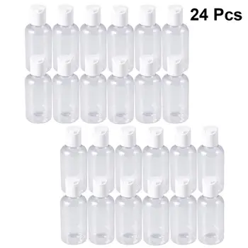

24pc 80ml 75ml 60ml Clear Refillable Bottle Press Cap Travel Bottle Storage Container For Shampoo Cream Lotion Container Plastic