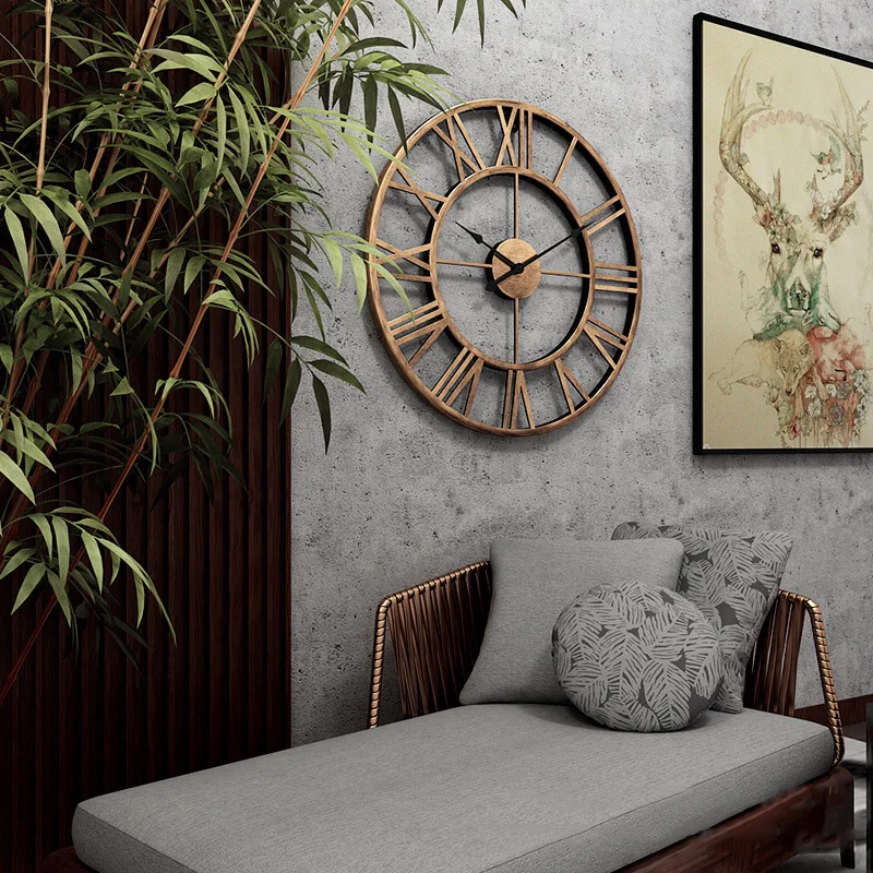 40 см современные настенные часы 3D большие ретро железные художественные полые бесшумные настенные часы домашний декор