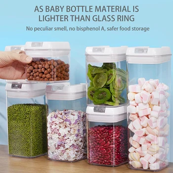 

Whole Grain Plastic Food Storage Container Creative Sealed Easy Button Transparent Grain Kitchen Storage Box