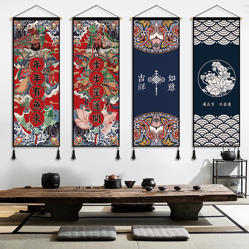 

Chinese Style Classical Fabric Hanging Painting Curtain INS Hanging Cloth Background Cloth Bedroom Living Room Tapestry Wall Clo