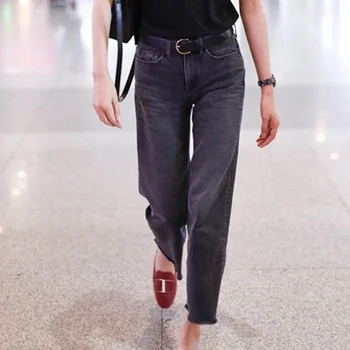 

Women's Jeans High Waist Drop Wide Leg Pants Black Gray Cropped Pants Loose Pants Caual Fashion Popular Female long Jeans