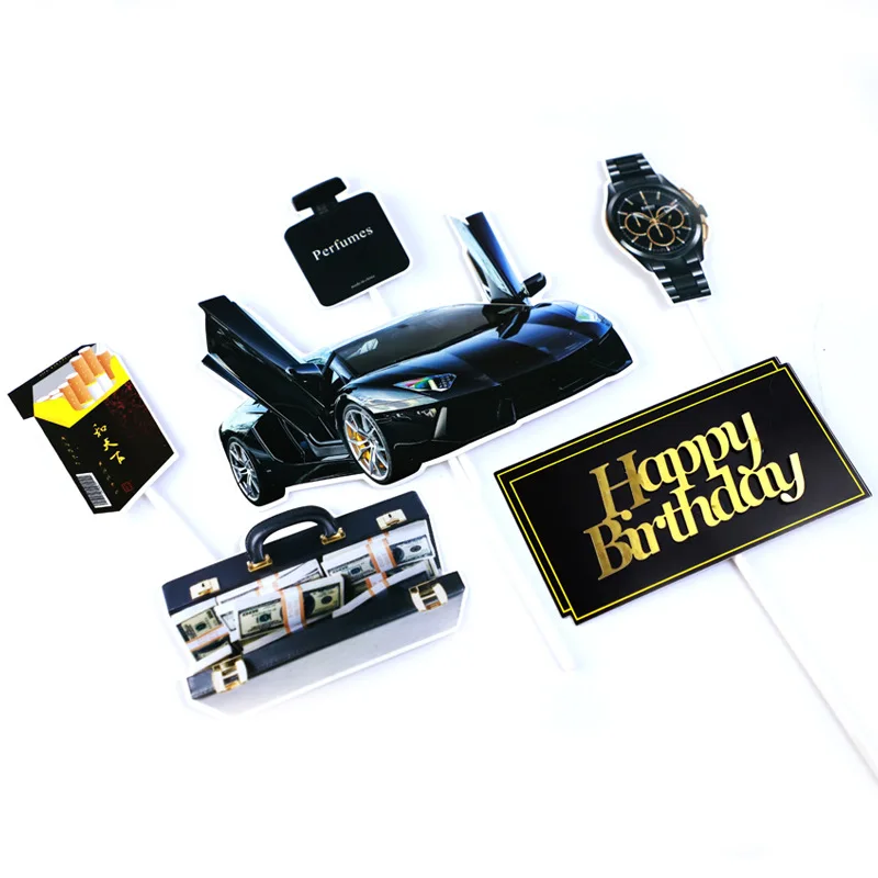 Motorcycle Combo Happy Birthday Cake Topper Boys Men Birthday Party Cake Decoration Roadster Car Theme Party Cupcake Supplies Cake Decorating Supplies Aliexpress