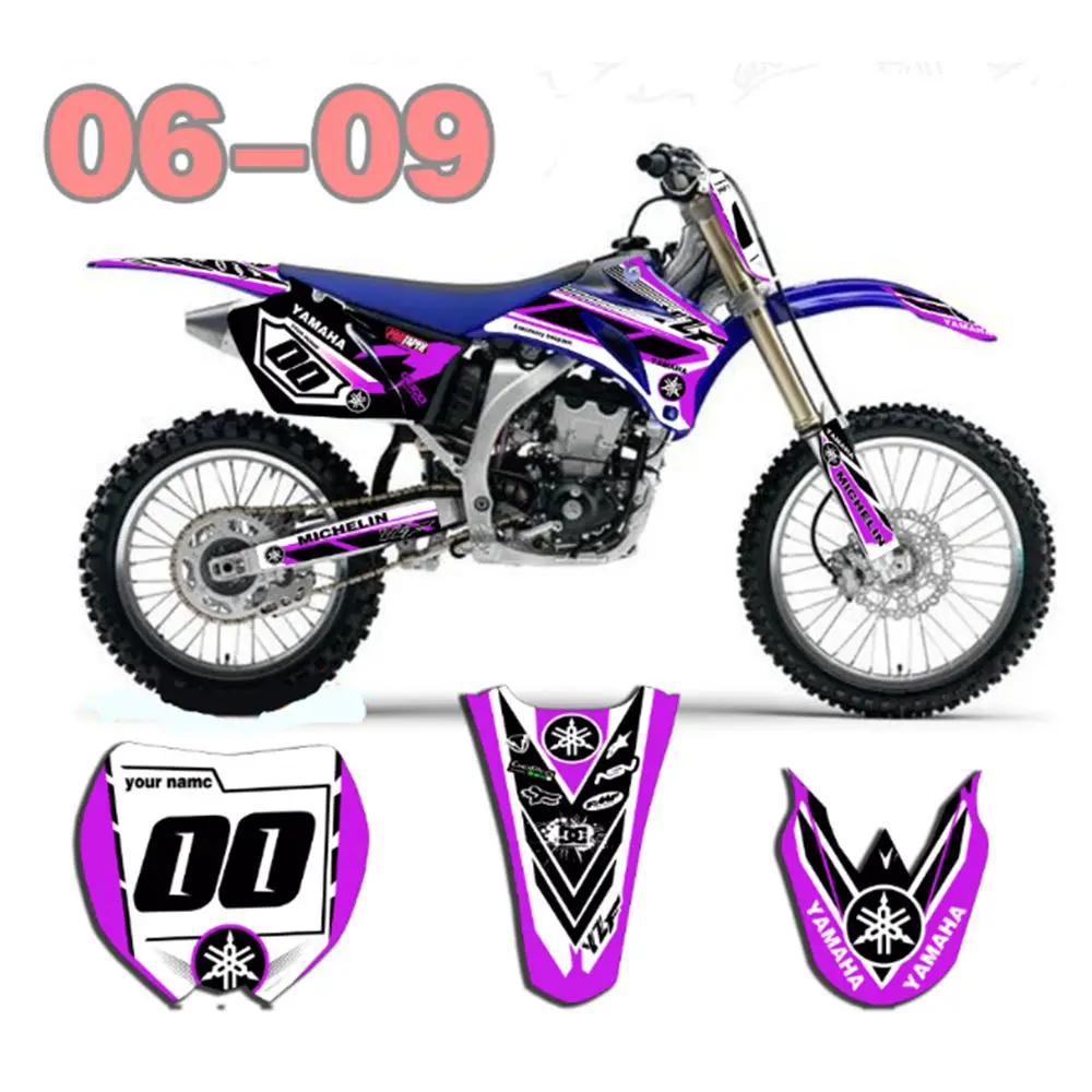 Для YAMAHA YZF250 2006-2009 Новые полные графические наклейки на заказ имя номера глянцевые яркие наклейки водонепроницаемые