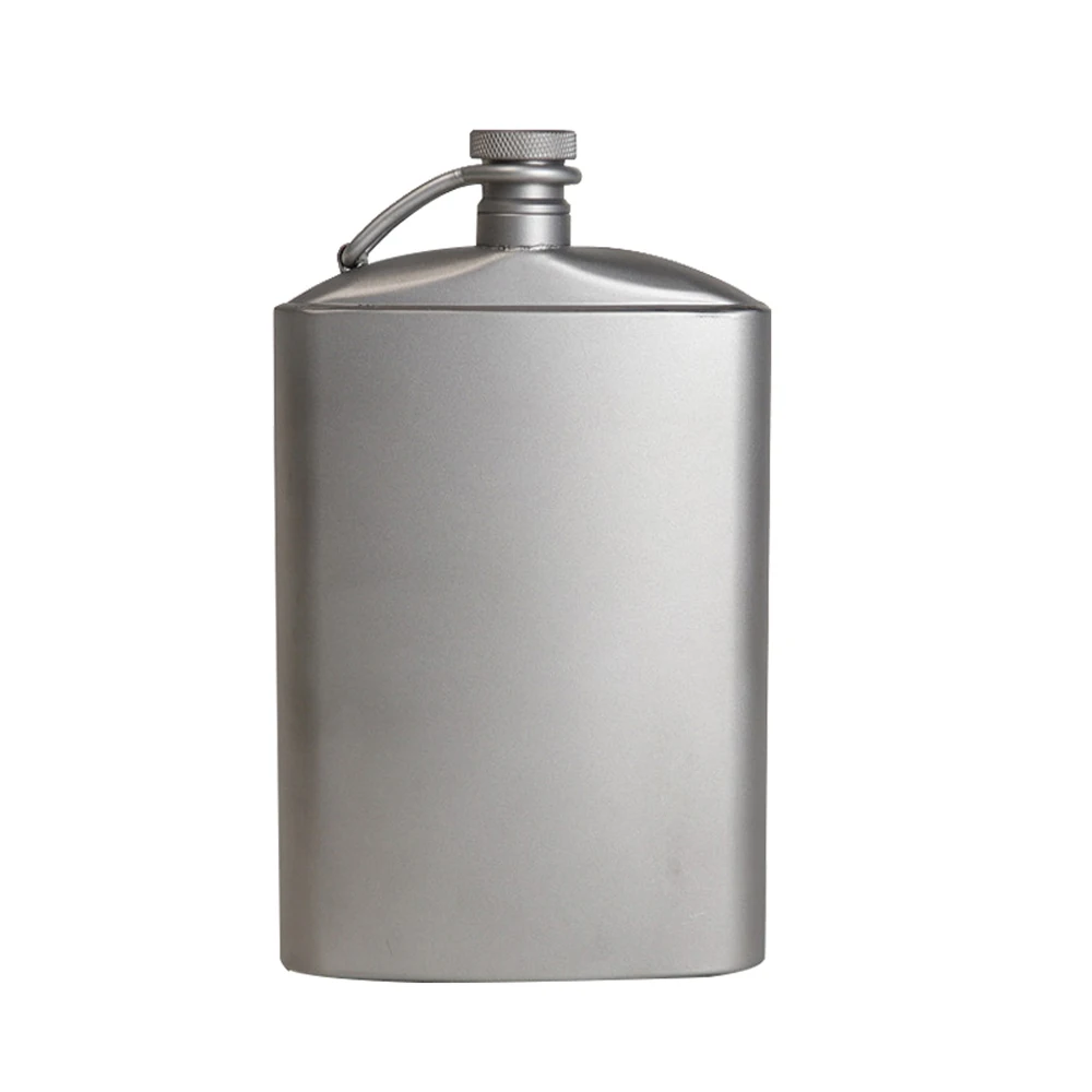 260ml/200ml Titanium Flask Wine Hip Flagon with Screw Cap Clip Ultralight Hydration Flat Bottle with Ti Funnel for Camping 2