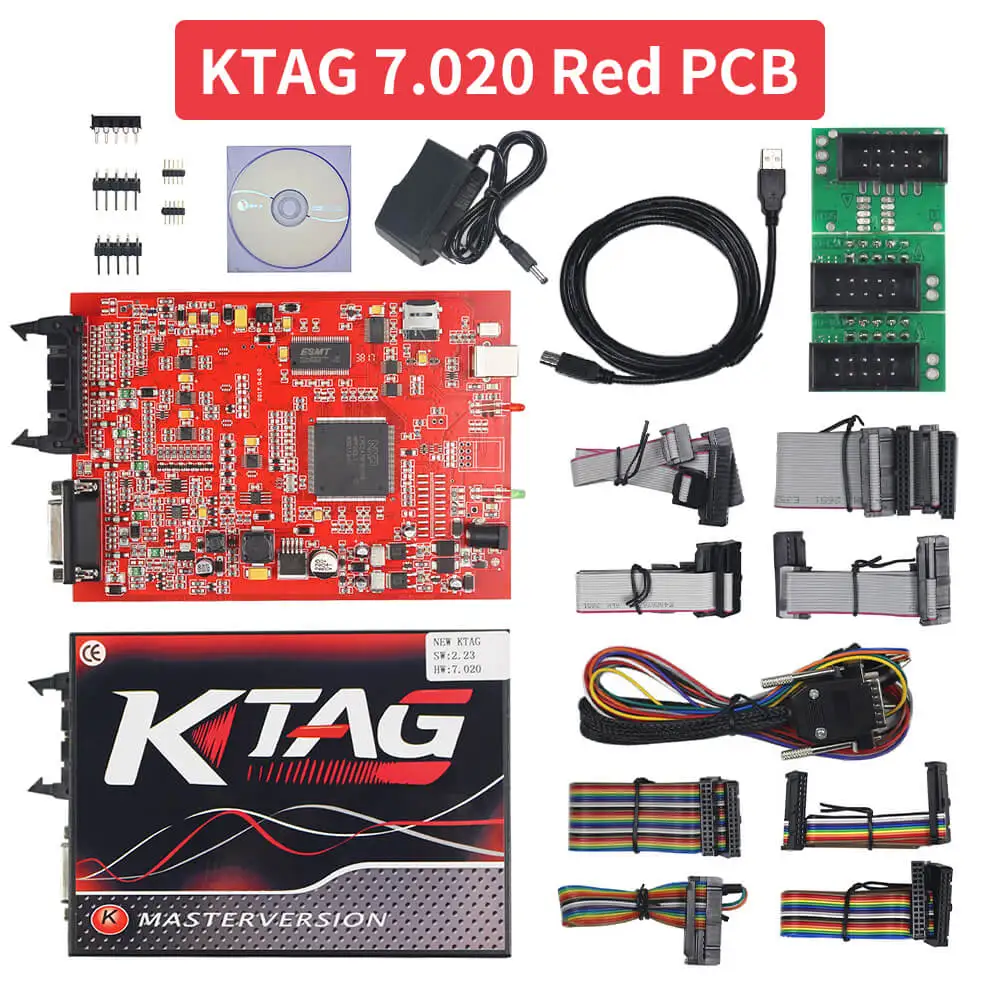 ZOLIZDA KTAG V7.020 красный PCB V2.23 онлайн мастер KESS без жетона лимит KTAG Версия ЕС 4 светодиода ECU чип тюнинг - Цвет: KTAG V7.020 RED PCB