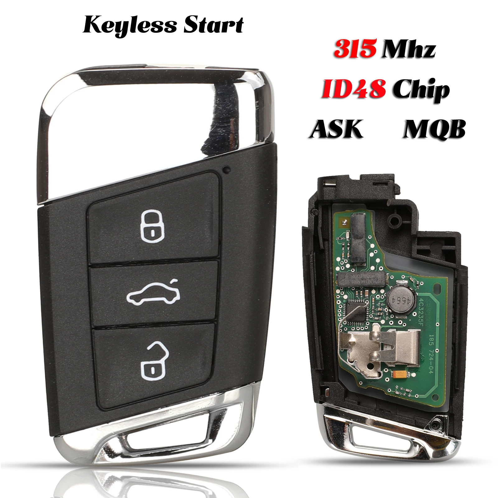 JINGYUQIN 3BUTTON KEYLESS-GO 315MHZ ASK MQB48 CHIP FOR VOLKSWAGEN VW MAGOTAN PASSAT B8 SKODA A7 FOB REMOTE CAR KEY REPLACEMENT