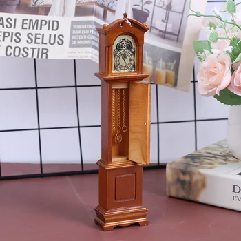 

1:12 Dollhouse Mini Furniture Wooden Floor Clocks Ornaments For Dollhouse Decals New