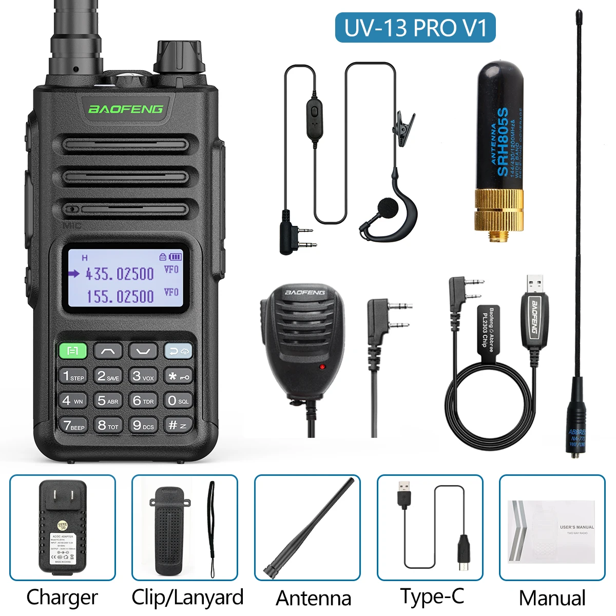 best buy walkie talkie Baofeng UV 13pro 10W 8800mAh Powerful Walkie Talkie with USB Charger Long Range Ham Two Way Radio UV13 PRO Upgrade UV-5R UV-10R long distance walkie talkie Walkie Talkie