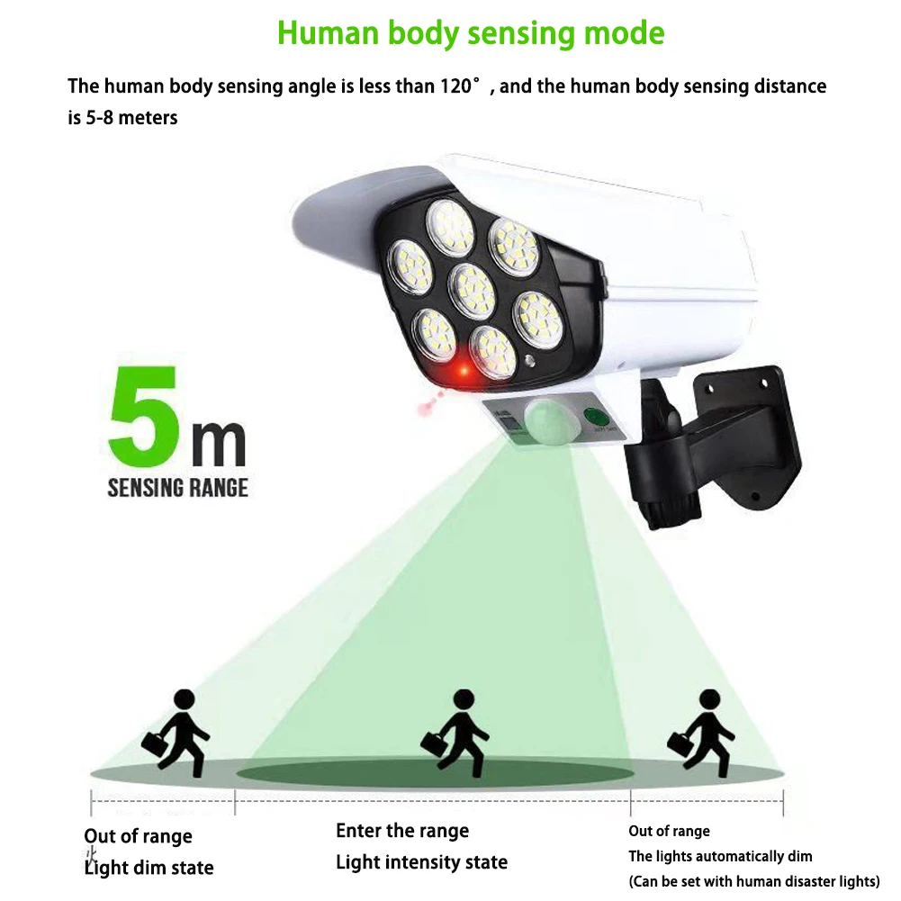 Solar ao ar Lâmpada de Parede à Prova Spotlight para Jardim Livre Monitor Analógico Indução Humana 3 Modo 77led Dwaterproof Água Powerfull Caminho Luz Pir 4 Home & Garden