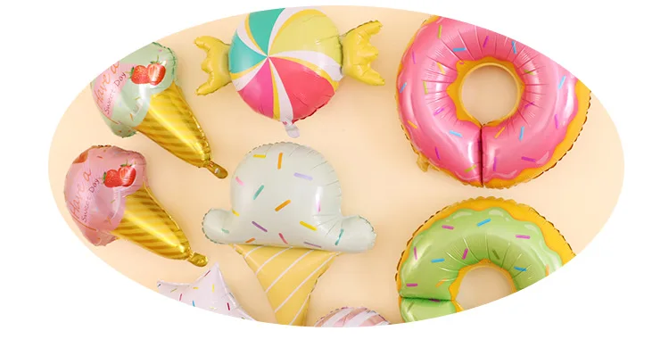 Сладости, фольгированные шары, ледяной сливочный пончик, воздушный шар для детей на день рождения, вечеринку, свадьбу, украшения, сувениры для детей, принадлежности для душа