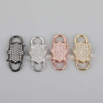 

5Pcs/Lot 13X26mm CZ Micro Paved Oval Lock Carabiner Clasps Pendant Necklace,Ziron Lock Lobster Clasps For DIY Jewelry Making
