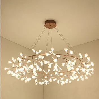 

LED Round Chandelier Luxury Tree Leaf Deco Chandeliers Creative Art Designer 162/216 Leds D125cm D160cm Modern Brushed Stainless