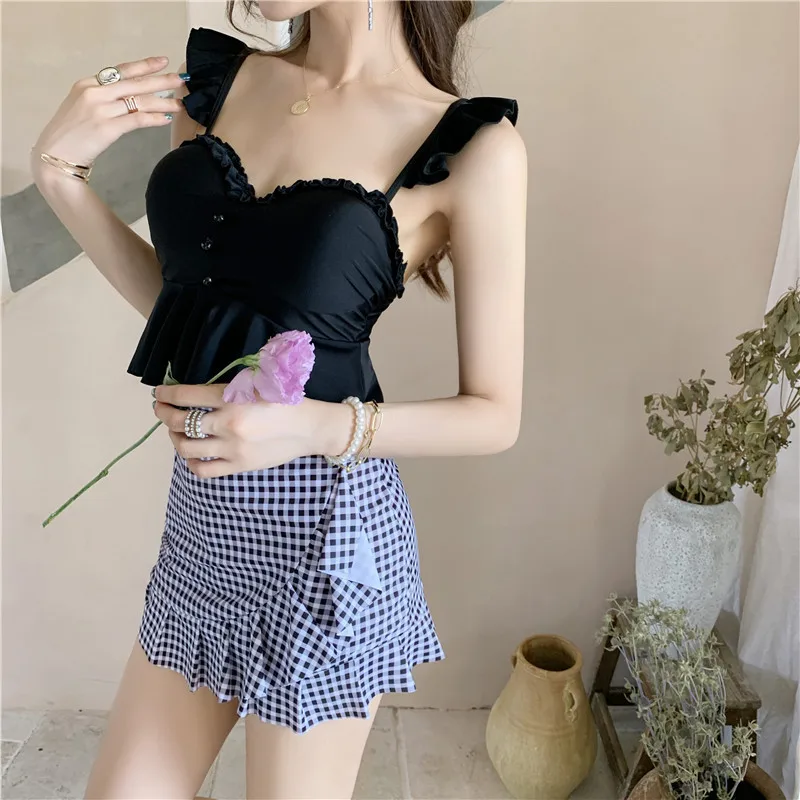 

Swimwear Wholes Rashguard Women 2019 Swimsuit Woman Bikini Bathing Clothes Girl Pure Suit Female Swimsuits With Skirt Three