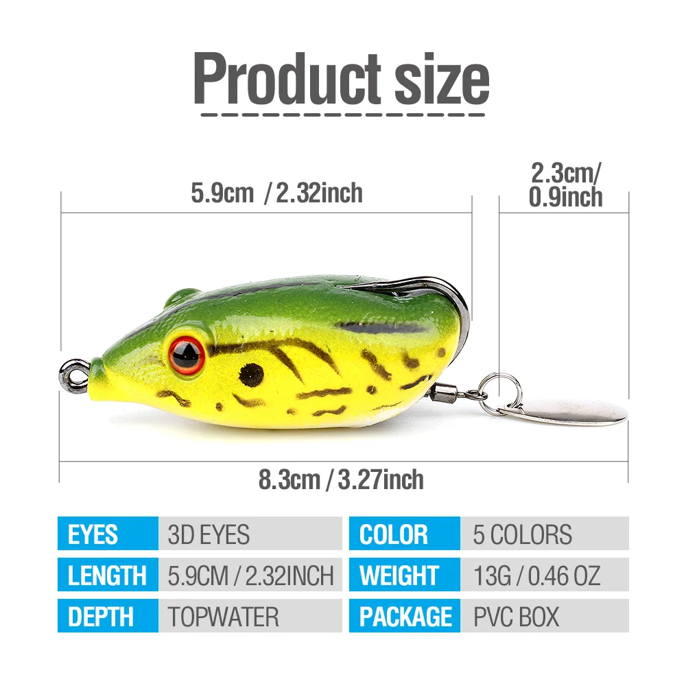 DONQL 1psc 5.5cm 14g Ray frog sequins simulation Luya temptation 5 color top silicone material 3D eye temptation strong bait (4)