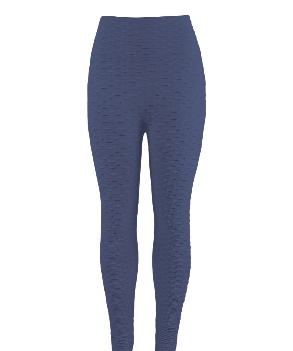 Navy Blue Обтягивающие леггинсы с высокой талией для женщин, полиэстер, длина по щиколотку, стандартные складные штаны, эластичность, сохраняющие стройность, пуш-ап, женские леггинсы для фитнеса - Цвет: Navy Blue