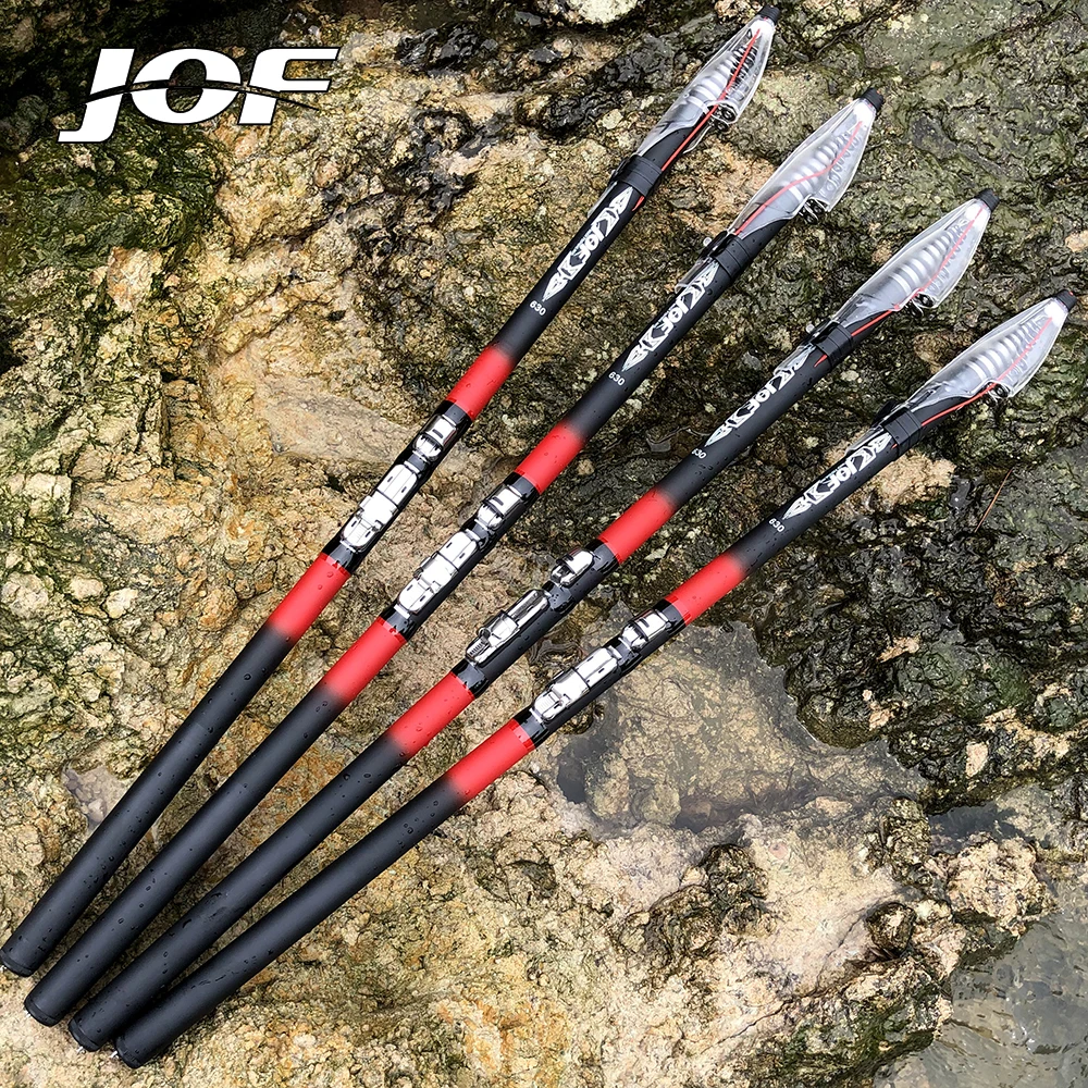 JOF Telescopic Rock Fishing Rod 100% Carbon Fiber Portable Pole 2.7/3.6/4.5/5.4/6.3M | Спорт и развлечения
