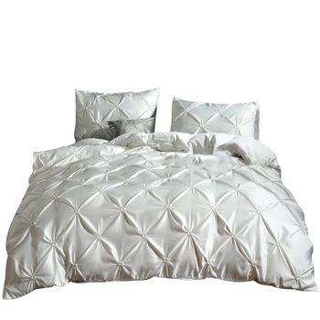 

PHFU-Imitation Silk Quilt Cover Pillowcases Bedding Set Home Textile Bedclothes US Polyester Cover Pillowcases Home Bedding Set
