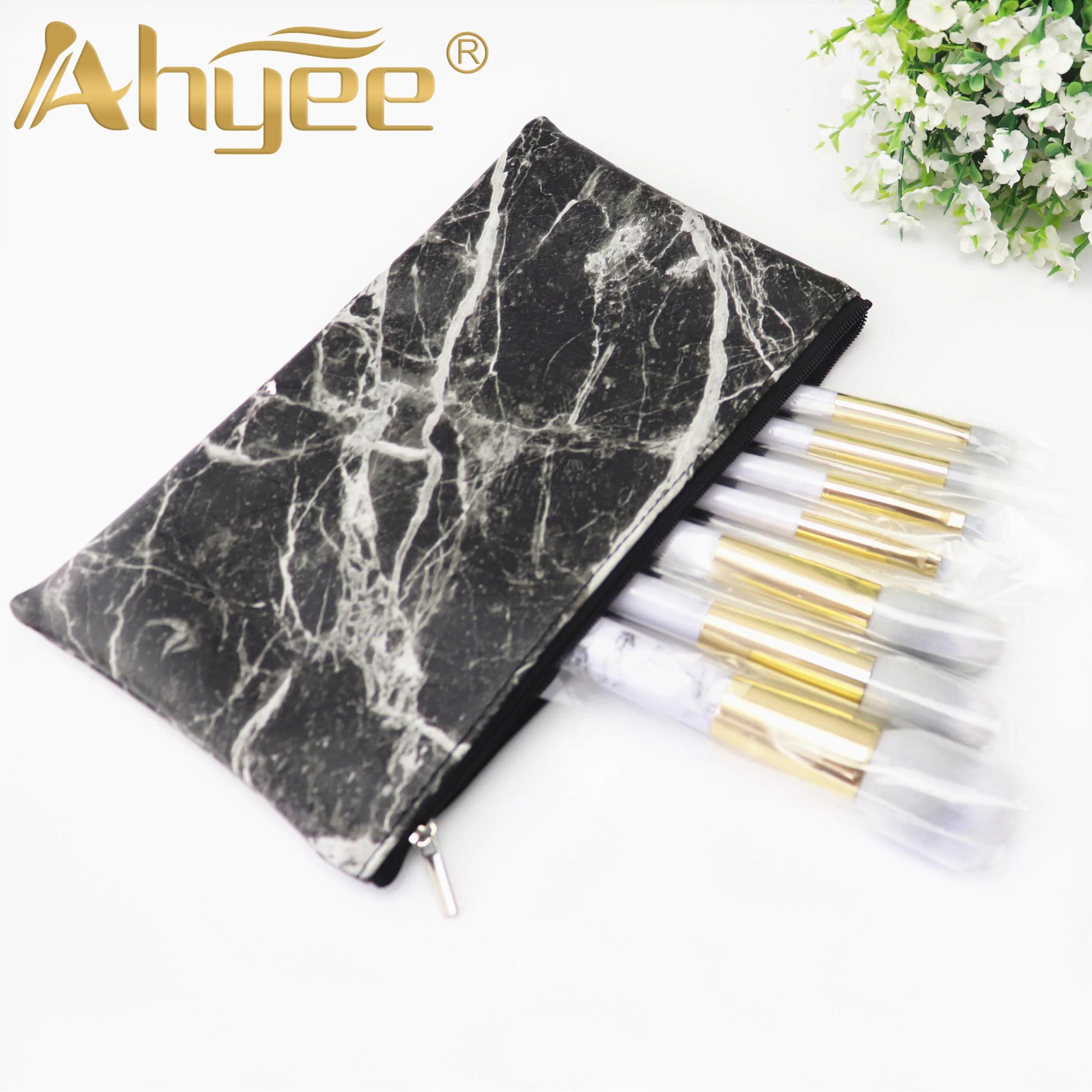 New Black High Quality Marble Makeup Cosmetics Bag Case Golden Zip Lock Storage Fashion Pouch Organizer | Красота и здоровье