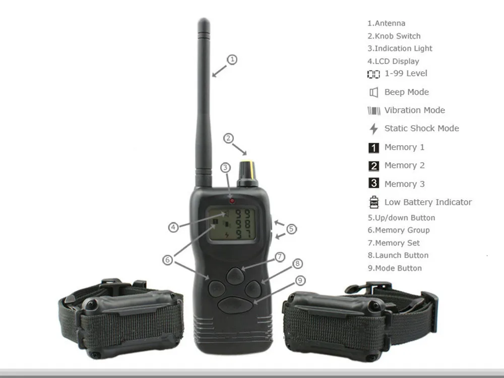 Устройство для обучения домашних животных с дистанционным управлением 1000 метров, устройство для обучения Gogo, звуковая вибрация и Электрический шок