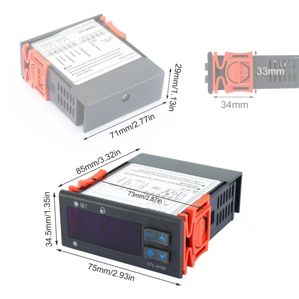 STC-9100 регулятор контроля температуры морозильная камера контроль температуры Лер охлаждения Мороз сигнализация двойной датчик