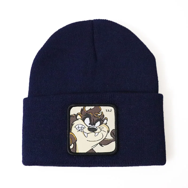 Gray label navy Модная Шапка-бини с вихревыми собачками Tez, теплая шерстяная шапка для мальчиков, Мужская Зимняя Повседневная однотонная уличная вязаная шапка в стиле хип-хоп - Цвет: Gray label navy