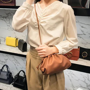 

2019 Soft Leather Women's Bag Single Shoulder Messenger Bag Dumpling Hand Bag