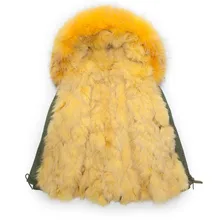 Желтая куртка с воротником из натурального Лисьего меха, армейская Зеленая Мужская парка из лисьего меха, мужское зимнее теплое пальто