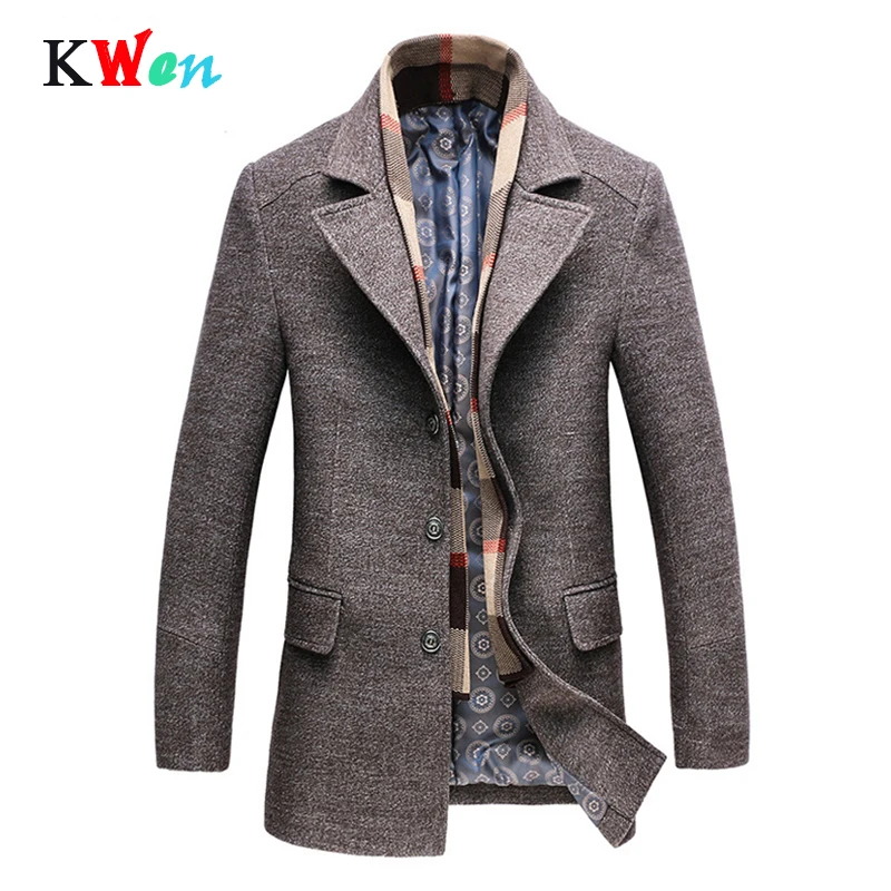 Najtaniej Nowa zimowa męska Casual wełniany prochowiec moda biznes długi zagęścić wąski płaszcz kurtka mężczyzna Peacoat markowe ciuchy Plus rozmiar