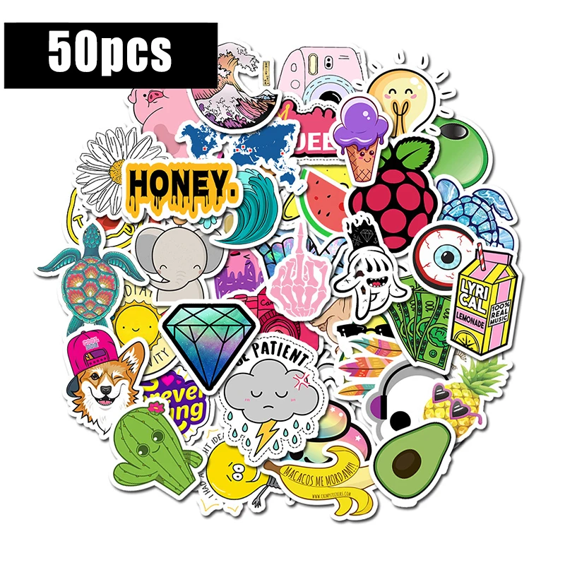 50 шт./упак. мультфильм желтый INS стиль клевый стикер граффити DIY Наклейка s для гитары мотоцикл ноутбук багаж скейтборд, сноуборд