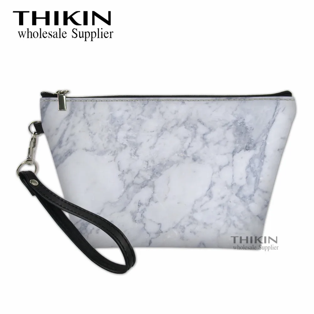 as picture THIKIN Marbling печать маленькая косметичка для женщин Макияж сумки мода макияж Органайзер Сумка для женщин Maleta De Maquillaje - Цвет: as picture