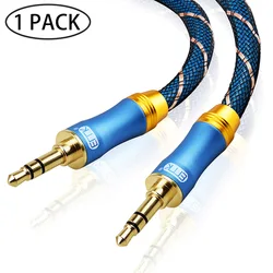 Enhanced AUX Cable [Hi - Fi Sound] - Premium 3.5mm Audio Cable for Headphones, Car, and Home Stereo Systems (Blue)
