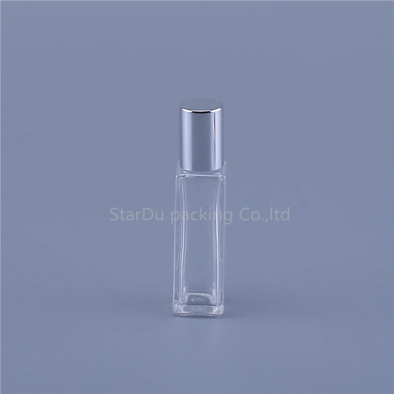 10ml Silver Горячая Распродажа; 5 мл 10 мл квадратная Стекло косметическая бутылка Портативный, Накручивающийся депилятор Бутылки бутылка эфирного масла контейнер с Сталь роликом мяча - Цвет: 10ml Silver
