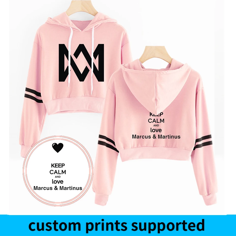Marcus y Martinus ombligo sudaderas con capucha Hip Hop moda Casual sudaderas de K-pop prendas de vestir de la calle Marcus & Martinus Sexy sudadera