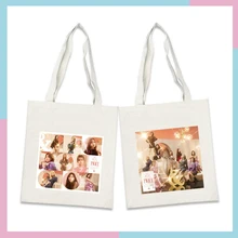 Kpop дважды печать холст сумка на плечо сумка K-pop дважды сумка для хранения сумка для покупок на молнии Эко сумка коллекция вентиляторов Прямая