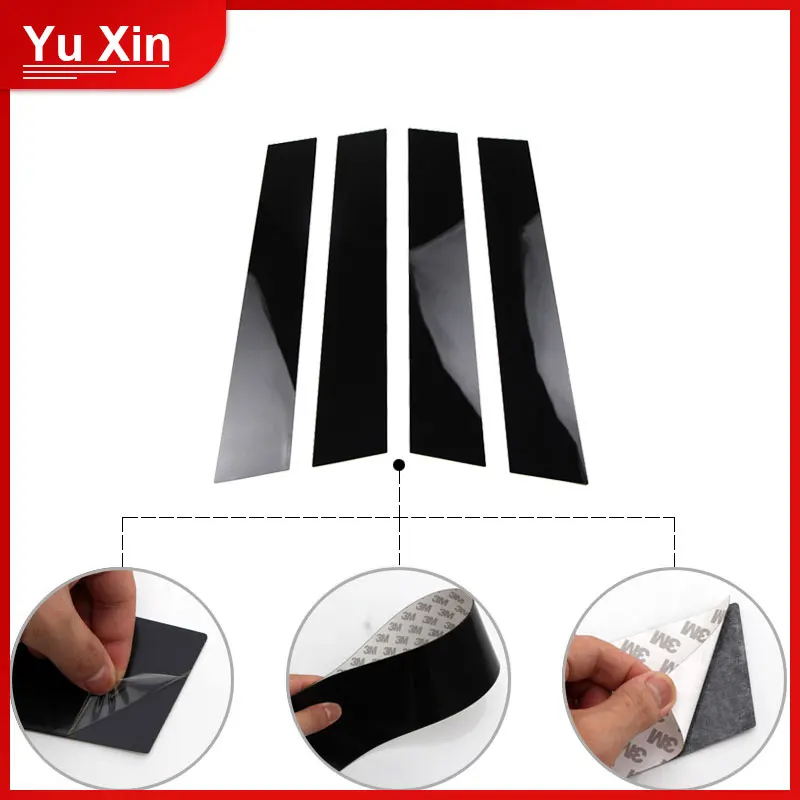 

4/6pcs Car Window Center BC Pillars Column Decorative Sticker Trim For Ford Fiesta Focus Piano Black Car Exterior Accessories